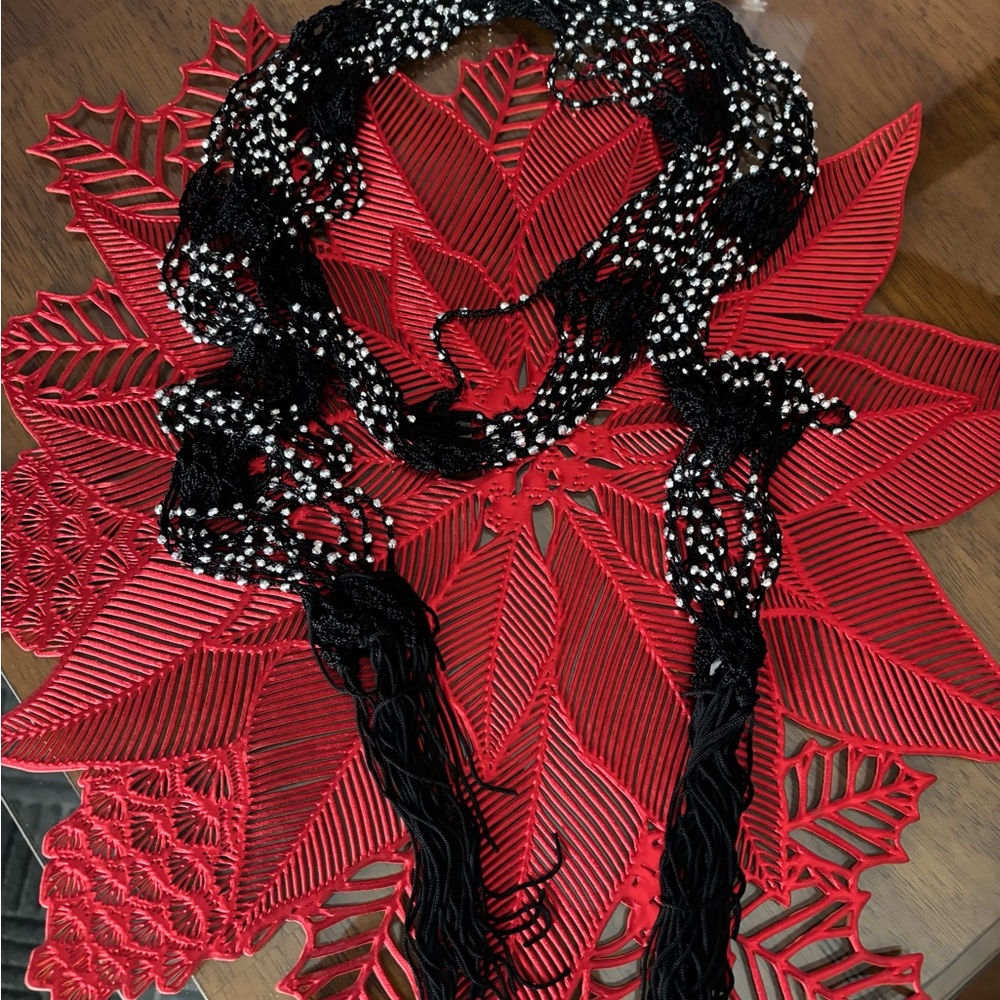 Black and silver Beaded Scarf